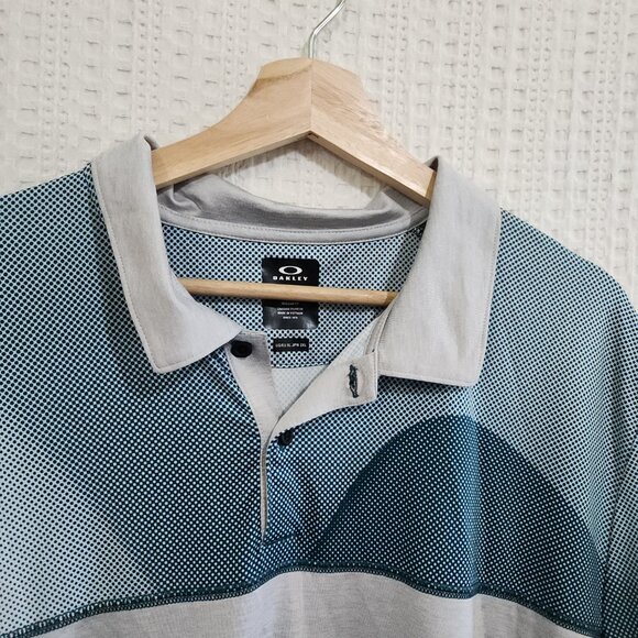 Oakley Men's Sand Block Polo Shirt Blue and Gray Size X-Large - Picture 4 of 13